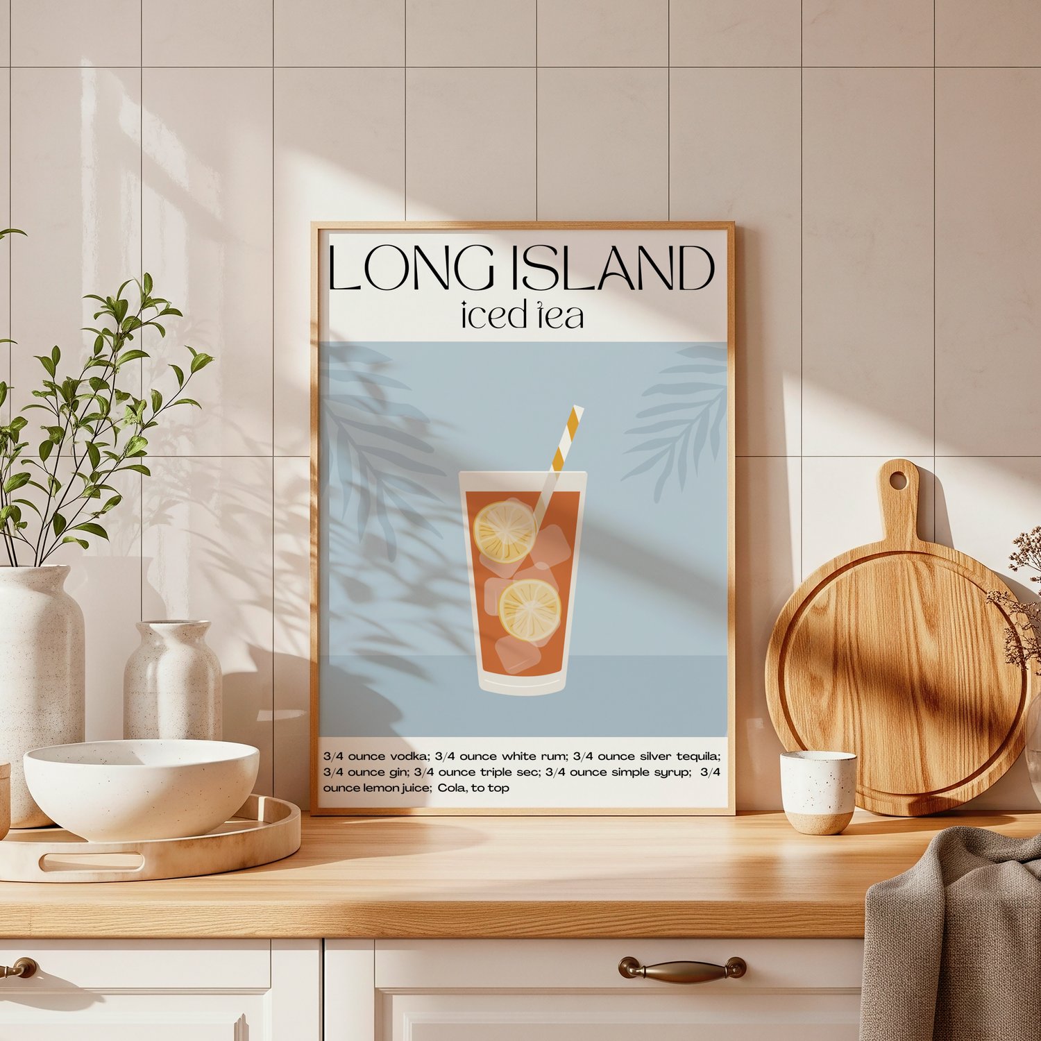 long island iced tea poster, cocktail recipe print, bar cart decor, kitchen wall art, home bar poster, drink illustration, cocktail wall art, modern kitchen decor, mixology art, restaurant wall art, aesthetic kitchen print, cocktail gift, printable wall a
