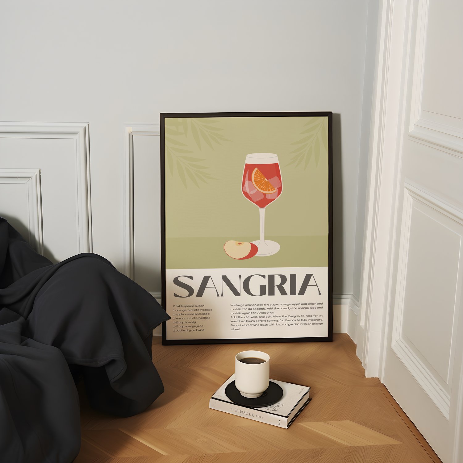 sangria poster, cocktail recipe print, bar cart decor, kitchen wall art, wine poster, drink illustration, home bar art, modern kitchen decor, cocktail wall art, aesthetic kitchen print, restaurant wall art, printable wall art, mixology art, wine lover gif