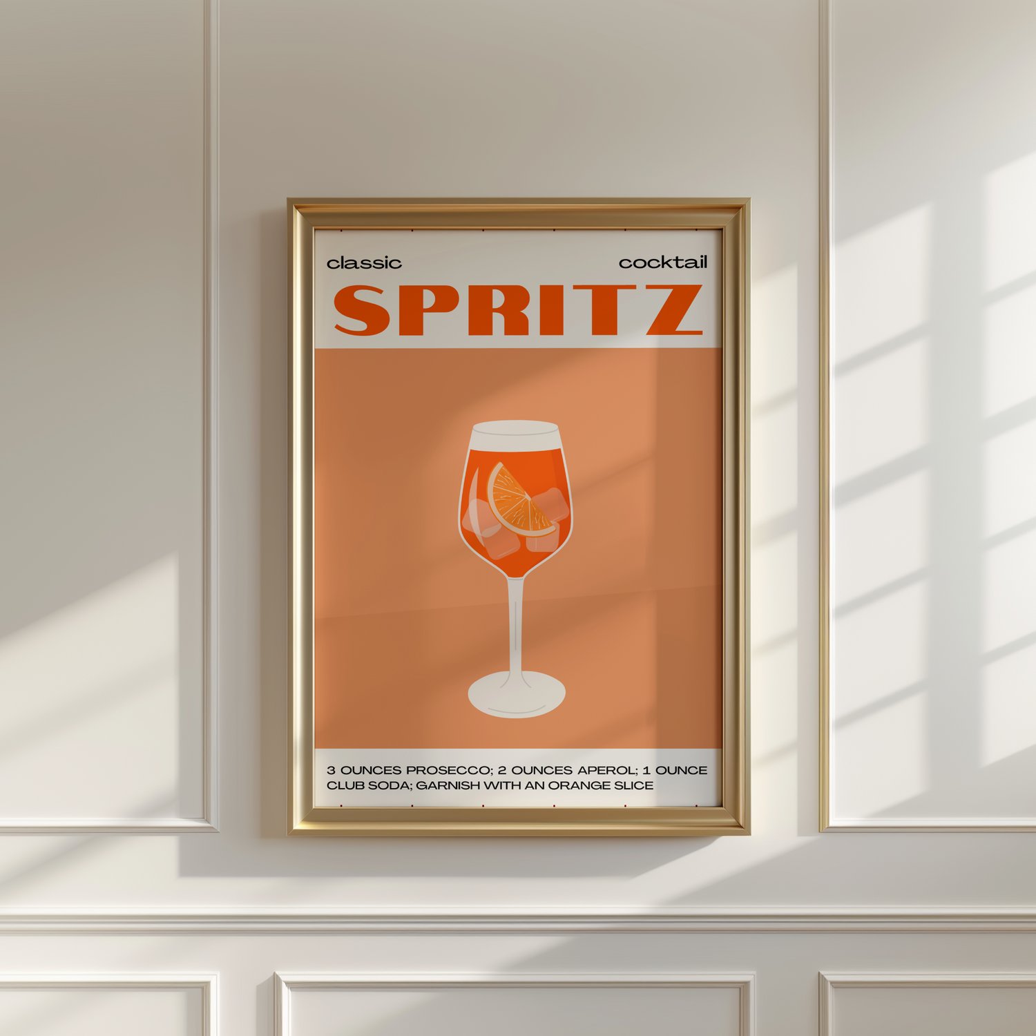 aperol spritz poster, cocktail recipe print, bar cart decor, kitchen wall art, italian cocktail art, drink illustration, home bar poster, modern kitchen decor, aesthetic kitchen print, restaurant wall art, printable wall art, mixology art, summer wall art