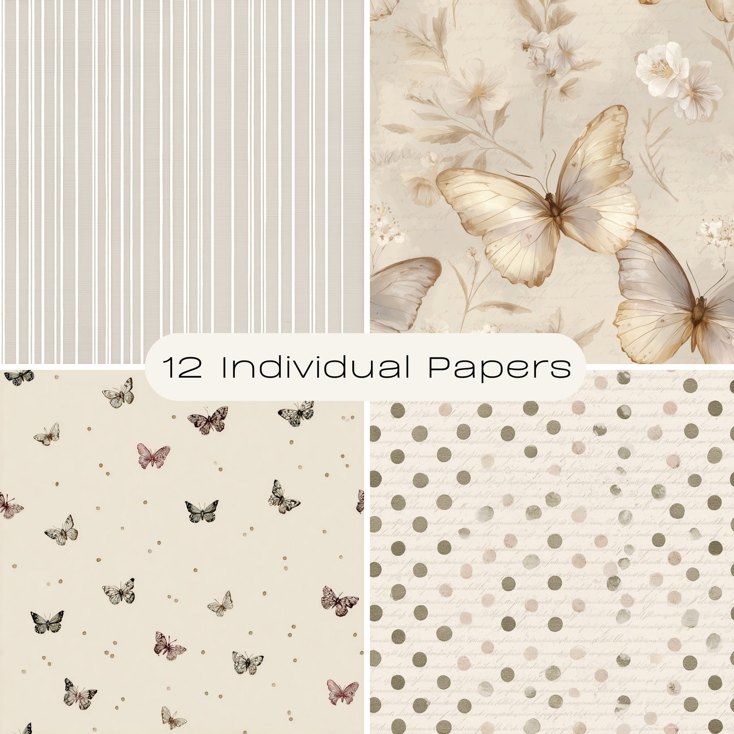 Sage Butterflies Seamless Digital Paper Pack