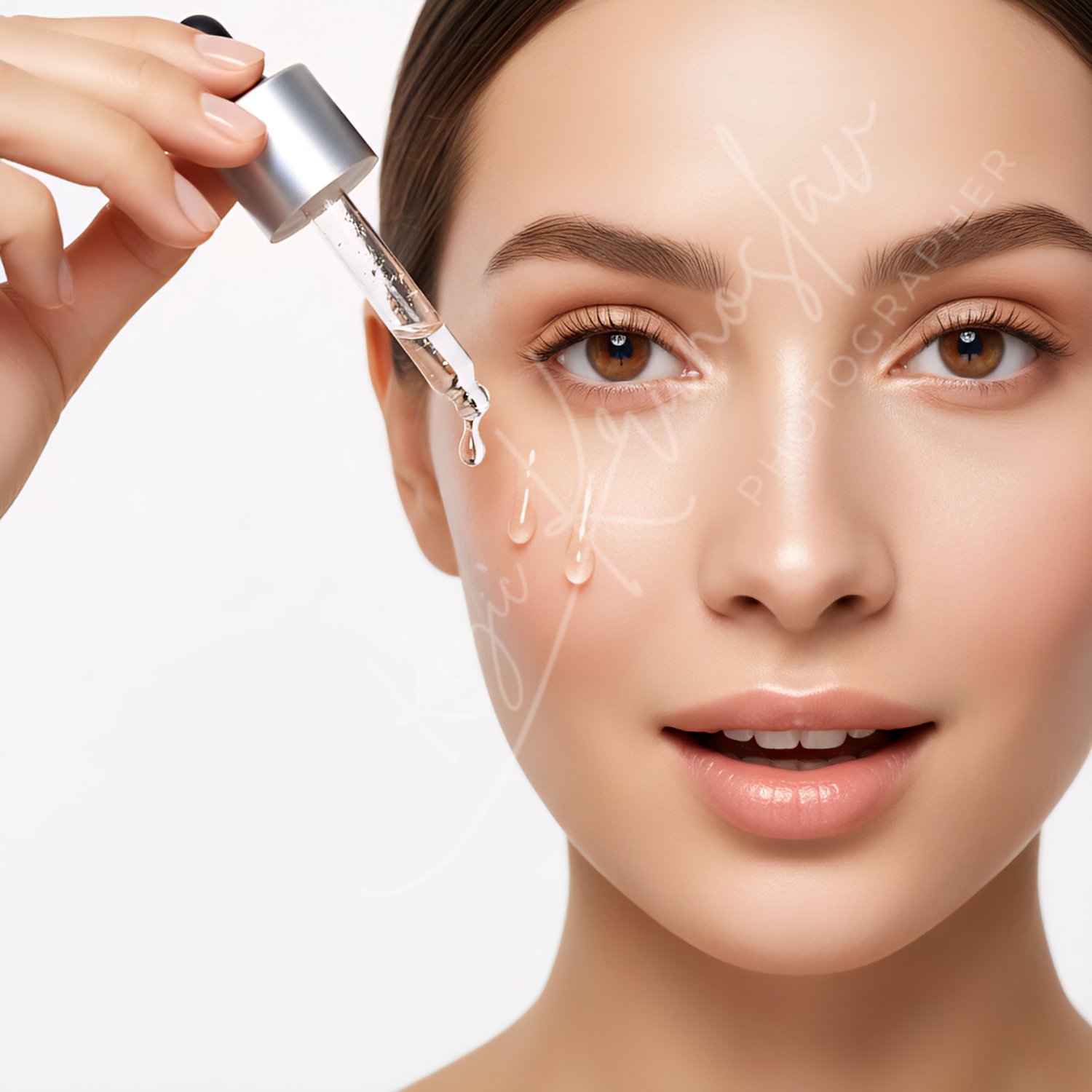 Pure Beauty & Hydration – Professional Skincare Visual with Serum Dropper