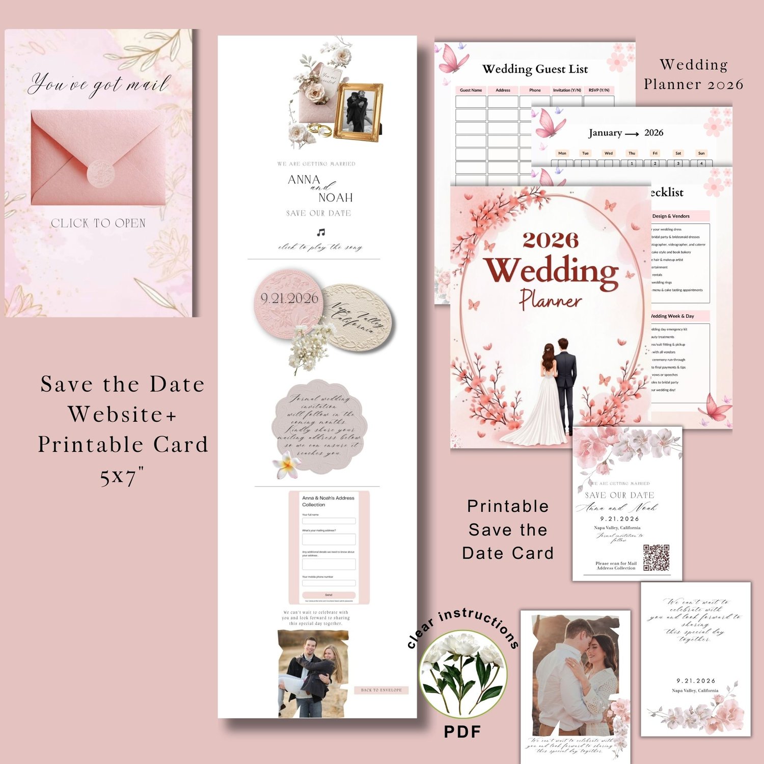 Wedding SAVE THE DATE Website with Interactive Address Collection Form ...
