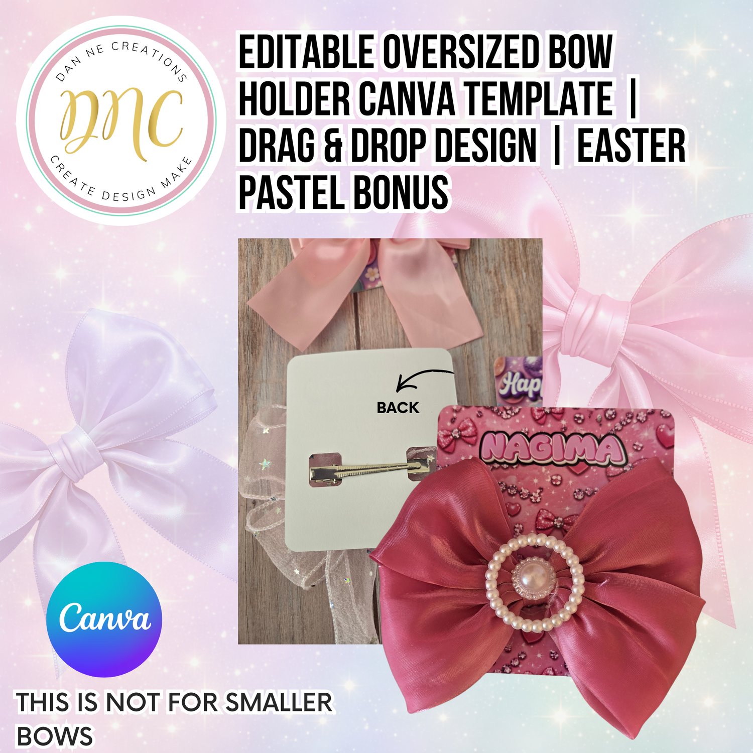 Editable Oversized Bow Holder Canva Template | Drag & Drop Design ...