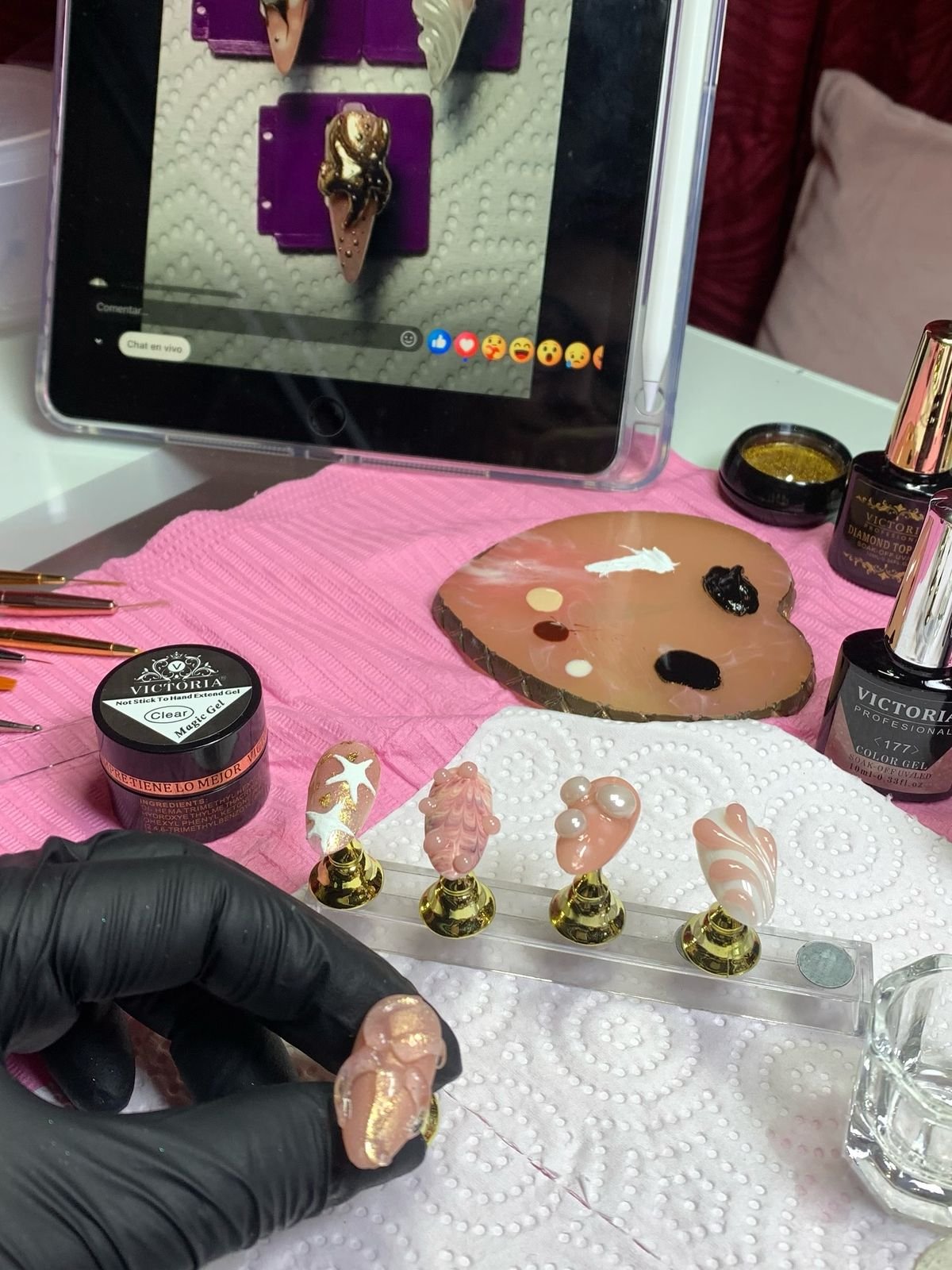 Nail technician giving a premium manicure to a high-paying client in a luxurious nail studio.
