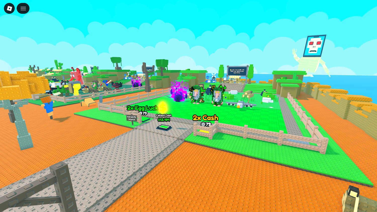 Stylized low poly Roblox gameplay map