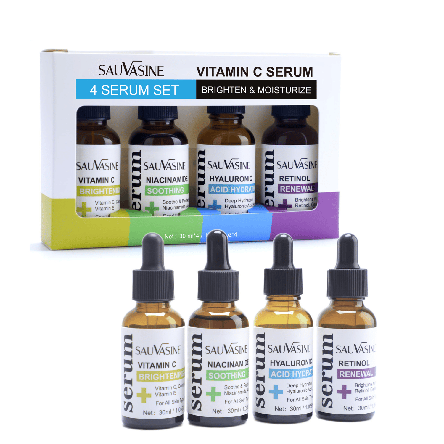 SAUVASINE hydrating and brightening facial serum collection for daily skincare
