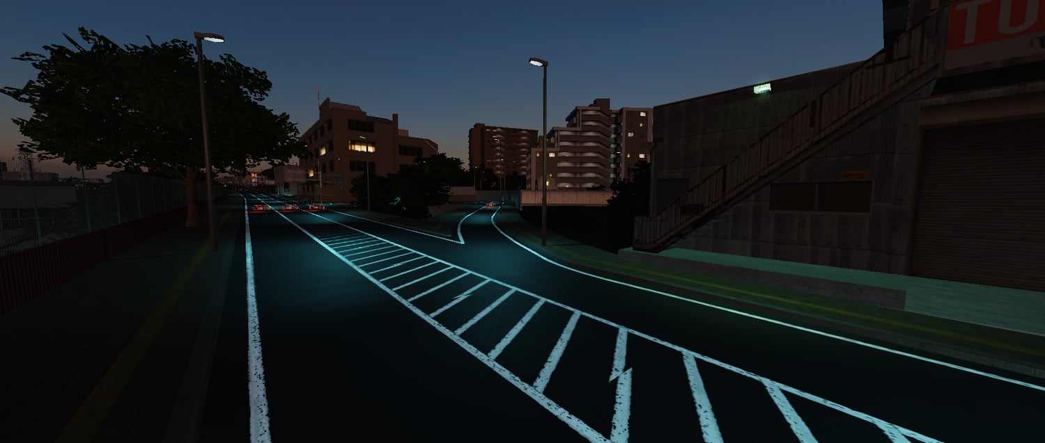 Driving gameplay in Tokyo themed Roblox map