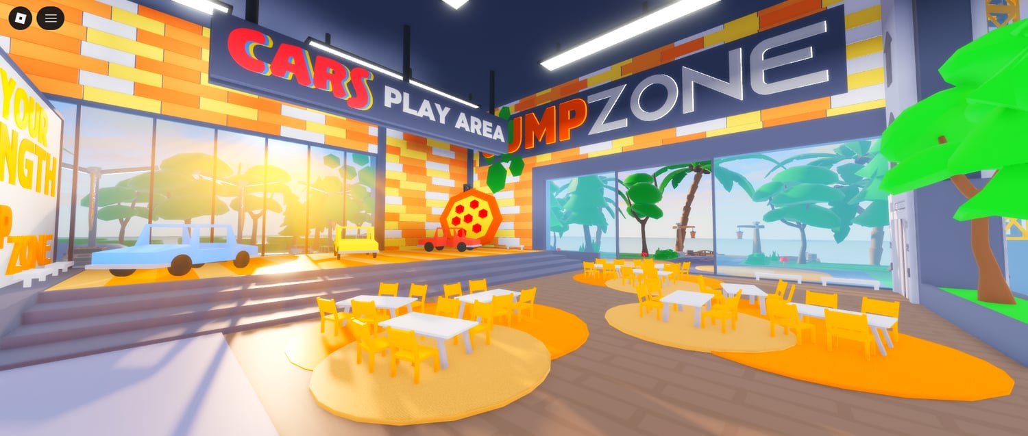 Players jumping in trampoline arena Roblox