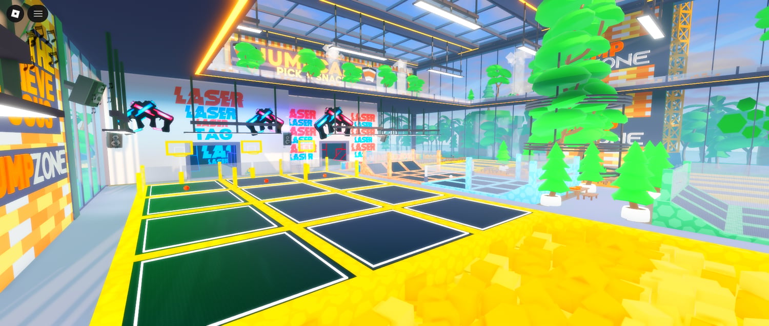 SkyBounce Mega Arena Roblox trampoline park overview