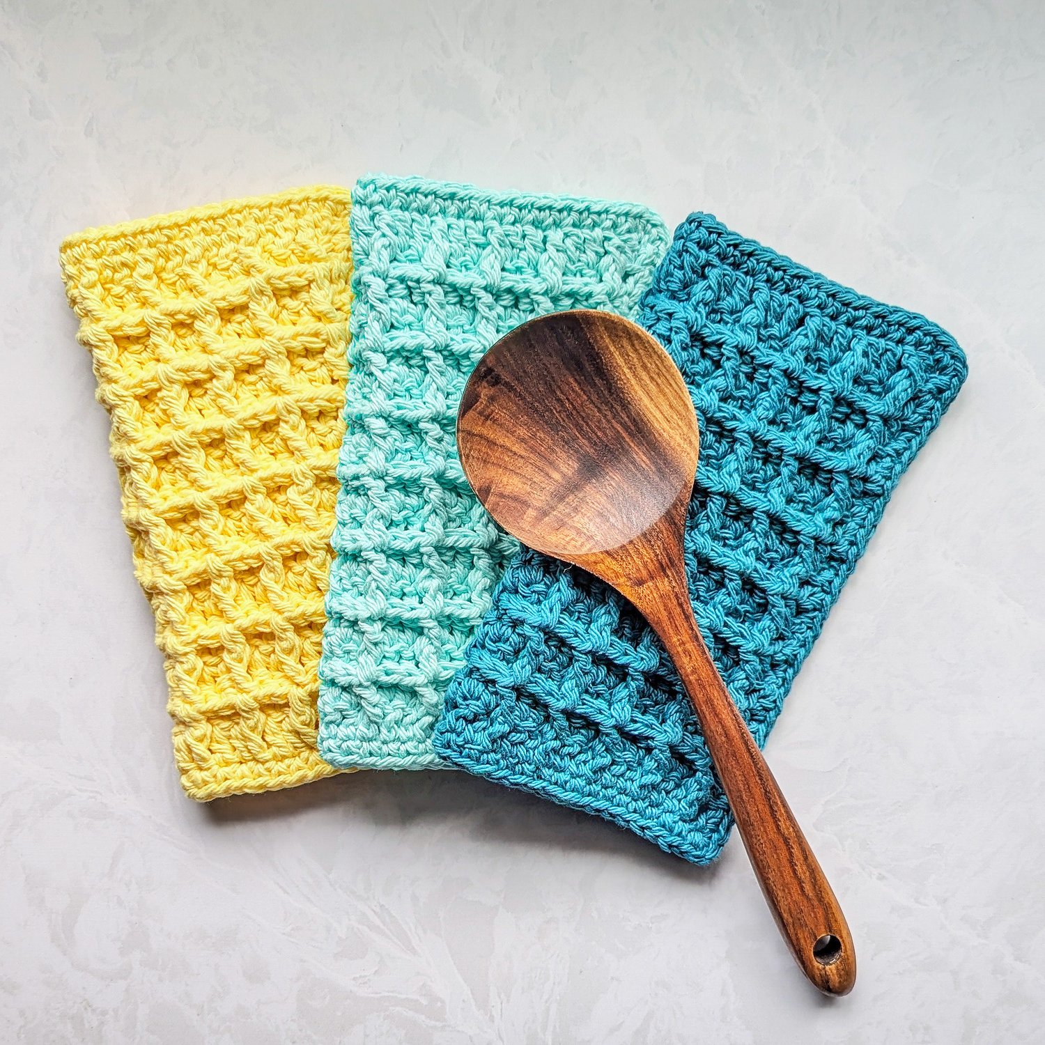 Waffle Stitch Dishcloth with Spoon