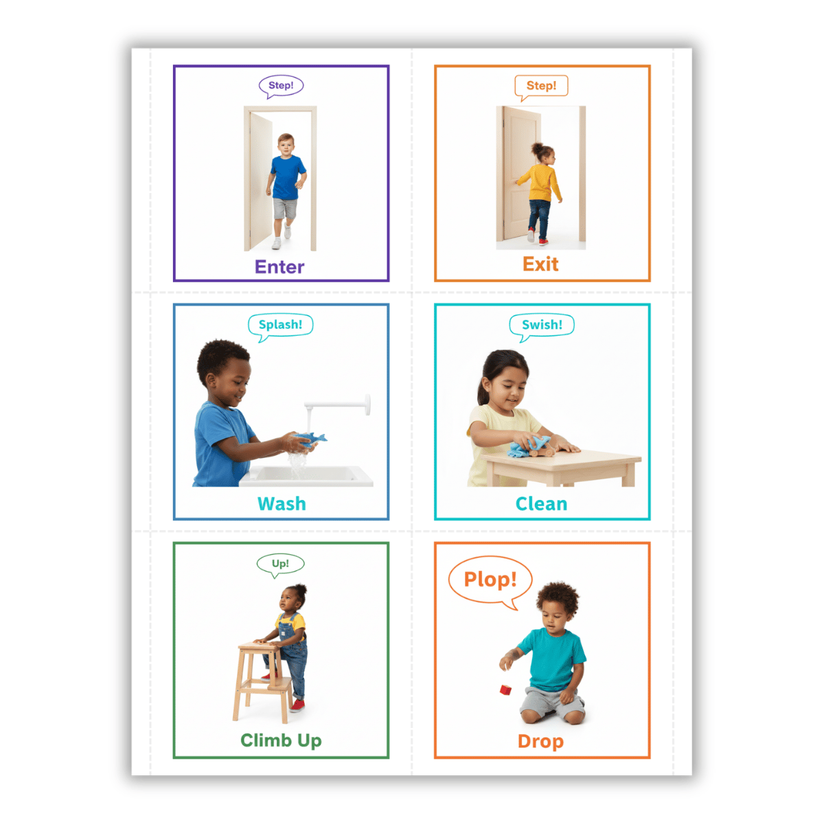 Action Words Pictures Printable