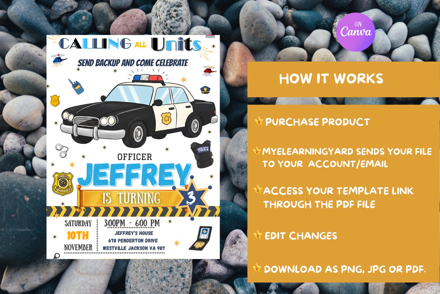 POLICE CAR BIRTHDAY INVITATION