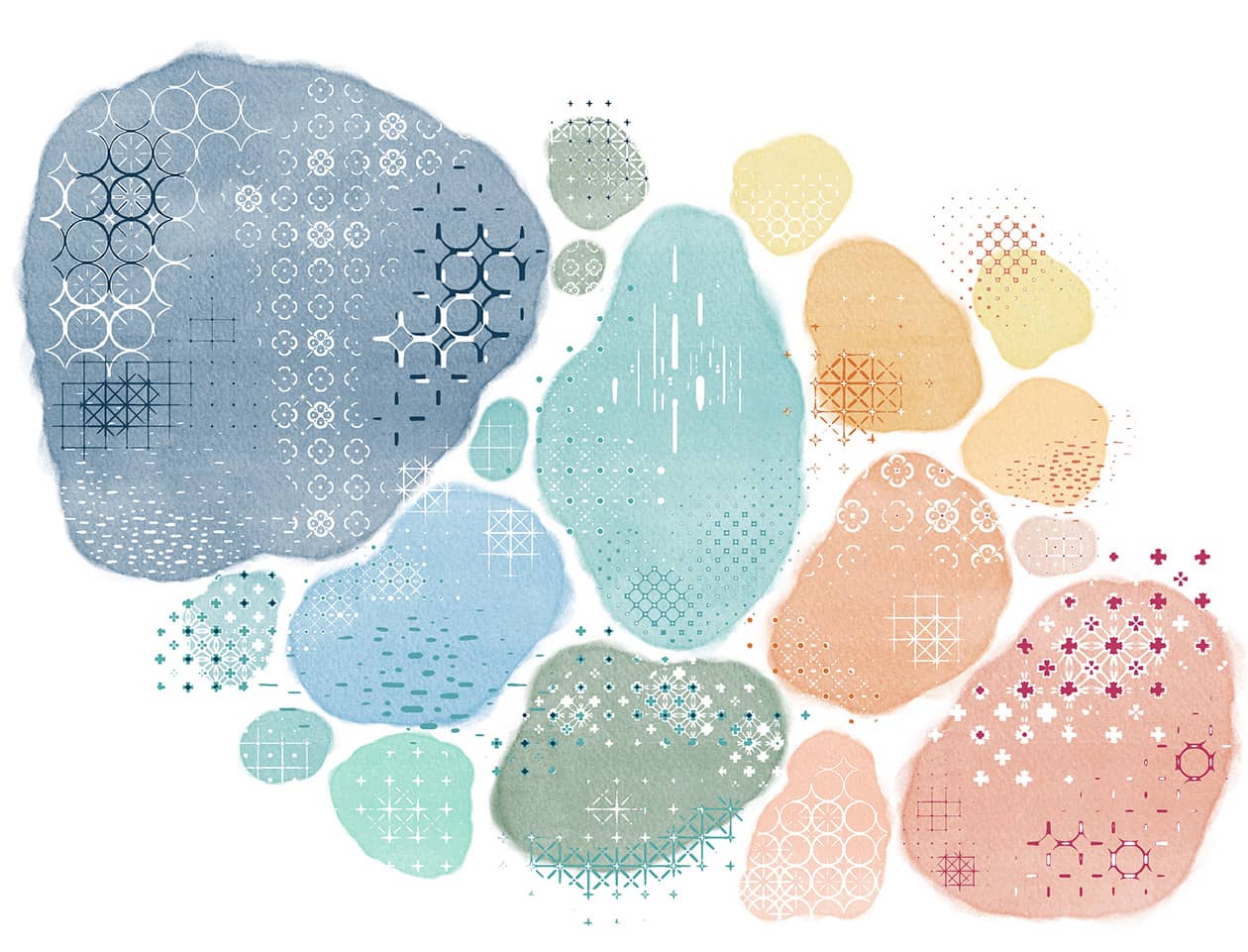 Digital abstract art with watercolor and complex pattern textures