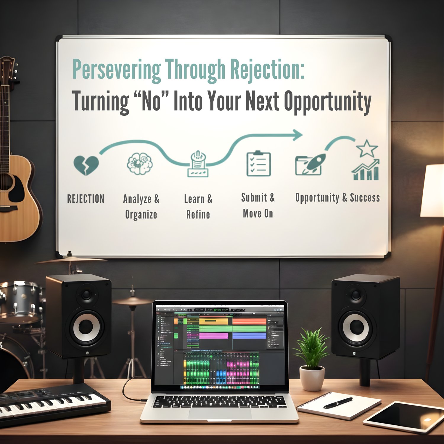 Rejection is part of the music journey. Learn how independent musicians can turn “no” into opportunity, organize tracks, track submissions, use feedback constructively, and thrive in music libraries and licensing worldwide.