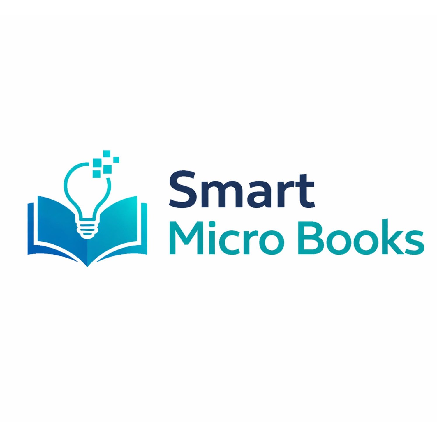Smart Micro Books logo with open book and lightbulb icon in blue and teal, representing digital knowledge and smart learning.