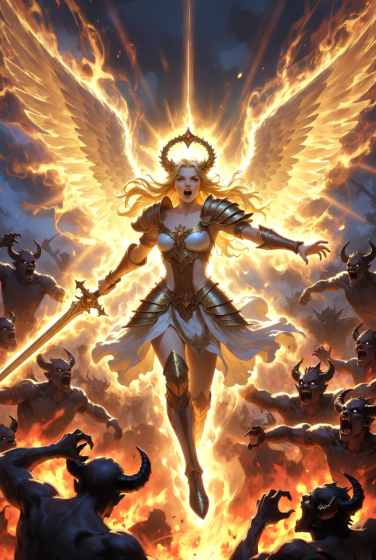 The forces of the heavens engaging against the forces of hell 1