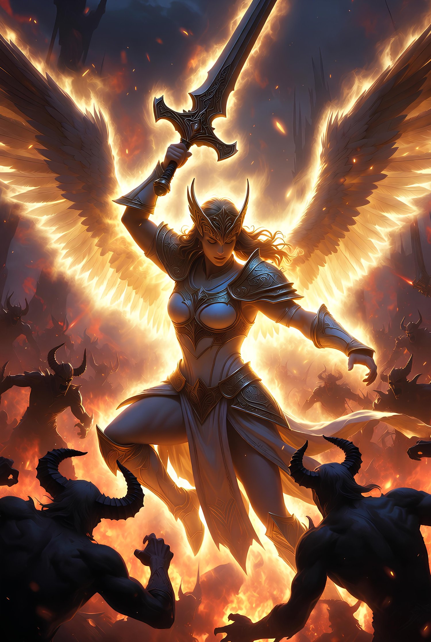 The forces of the heavens engaging against the forces of hell 3