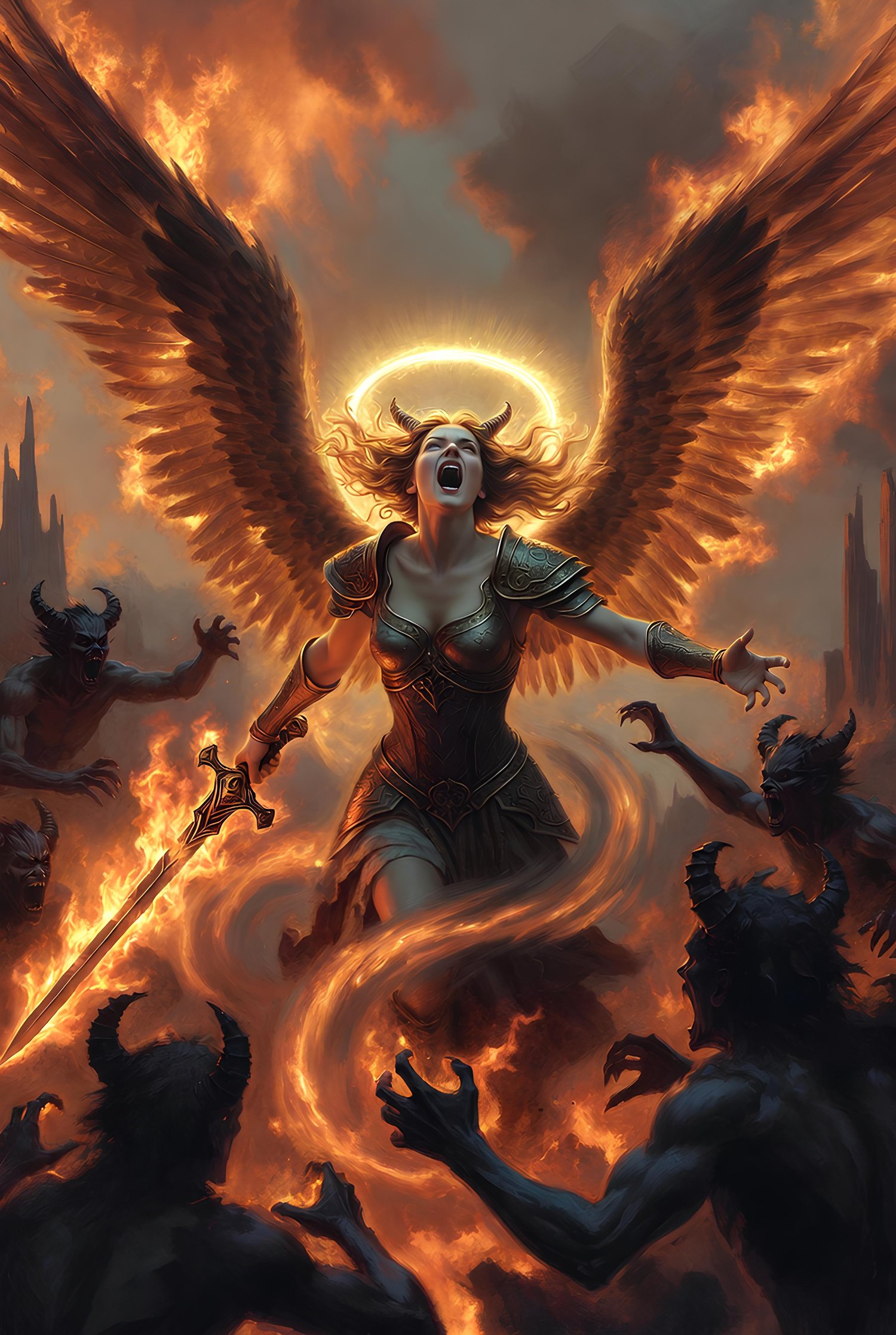 The forces of the heavens engaging against the forces of hell 5