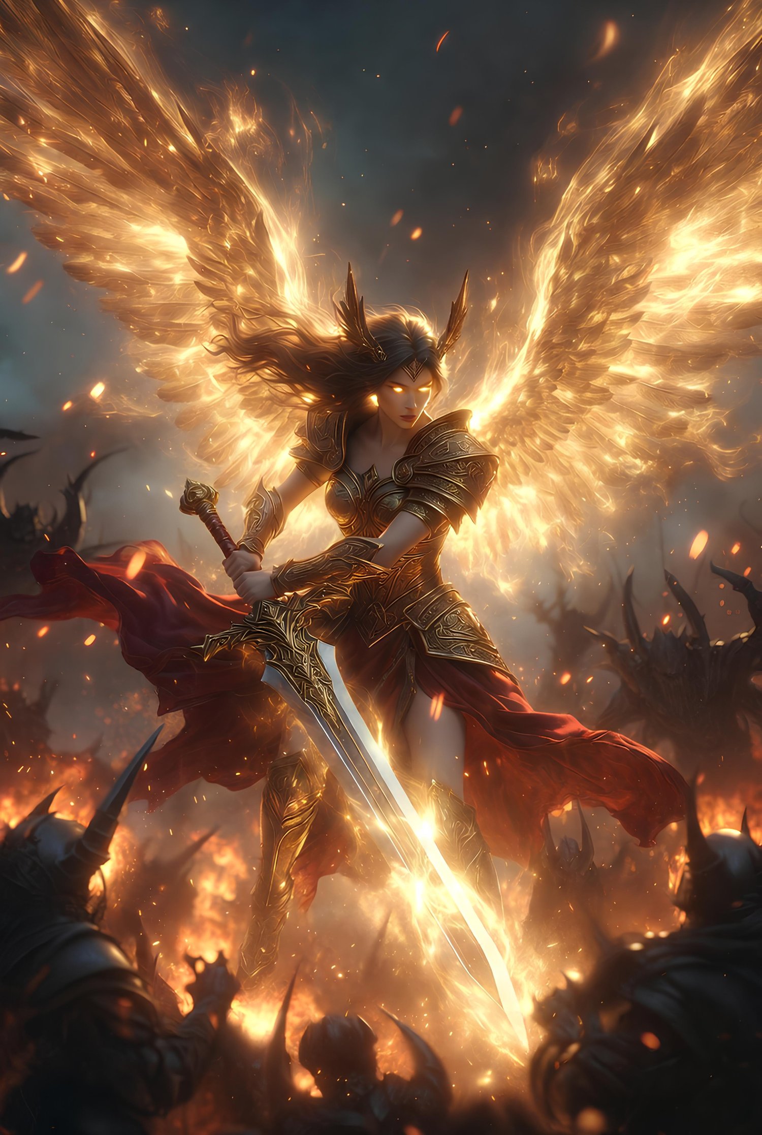 The forces of the heavens engaging against the forces of hell 6
