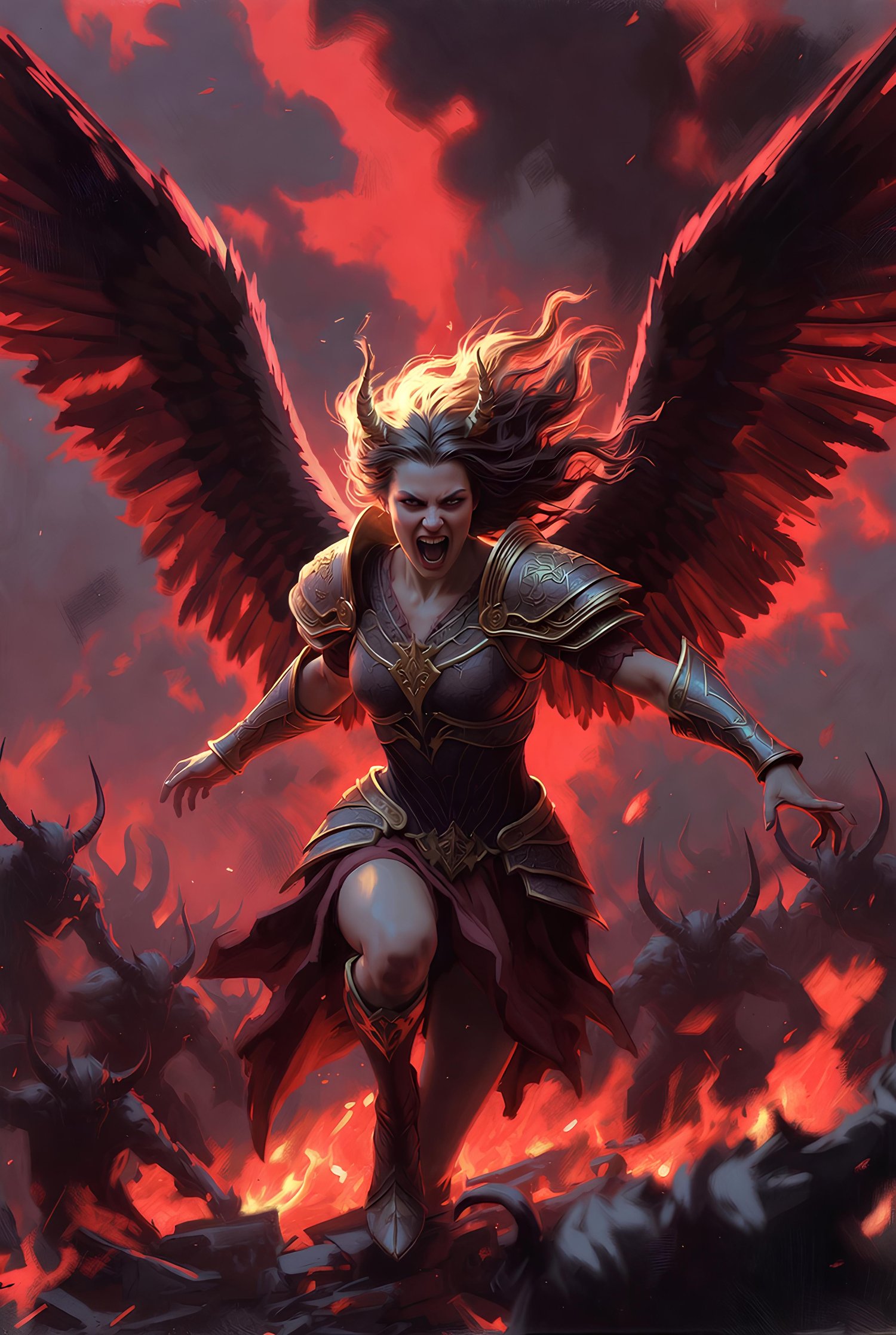 The forces of the heavens engaging against the forces of hell 8