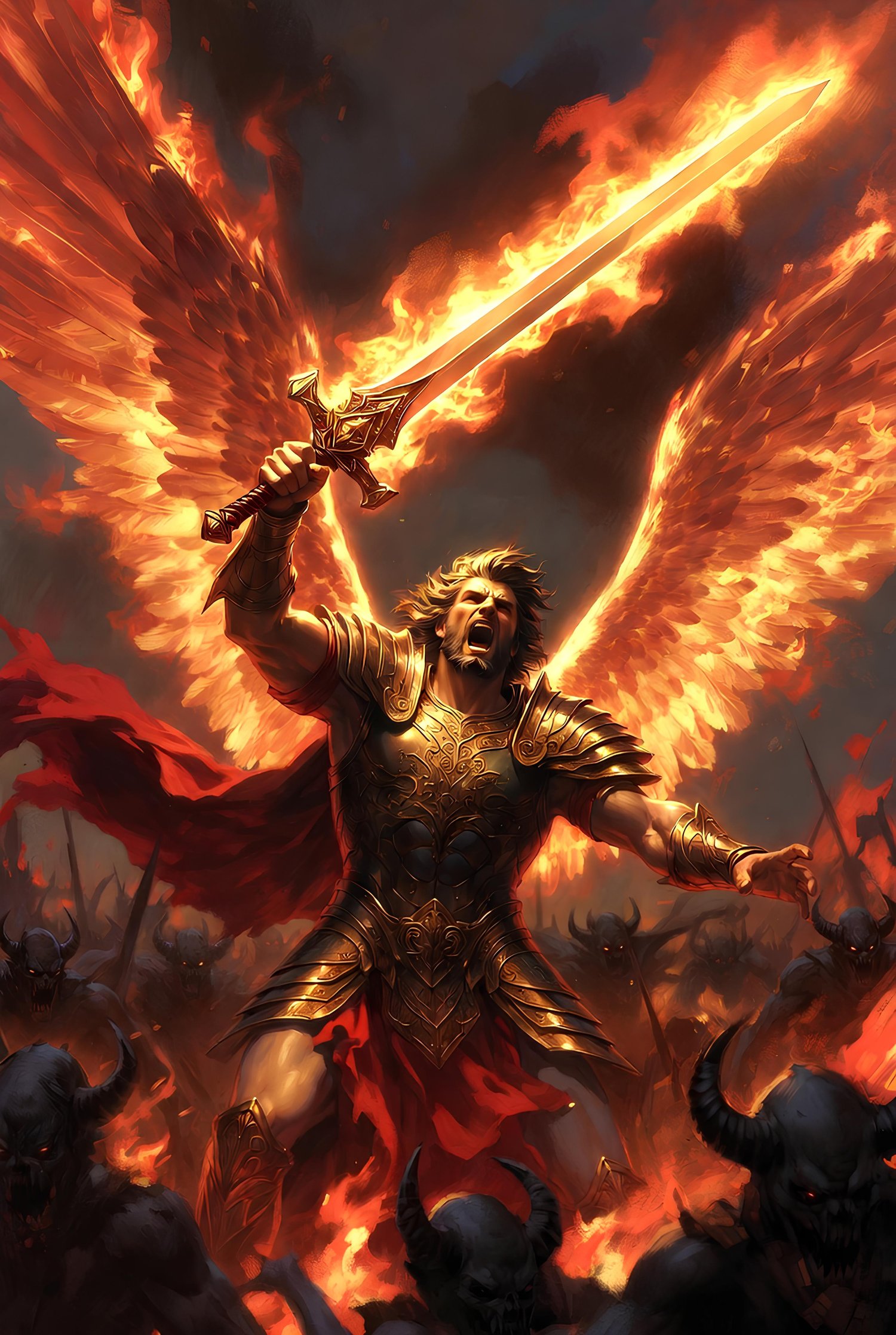 The forces of the heavens engaging against the forces of hell 13
