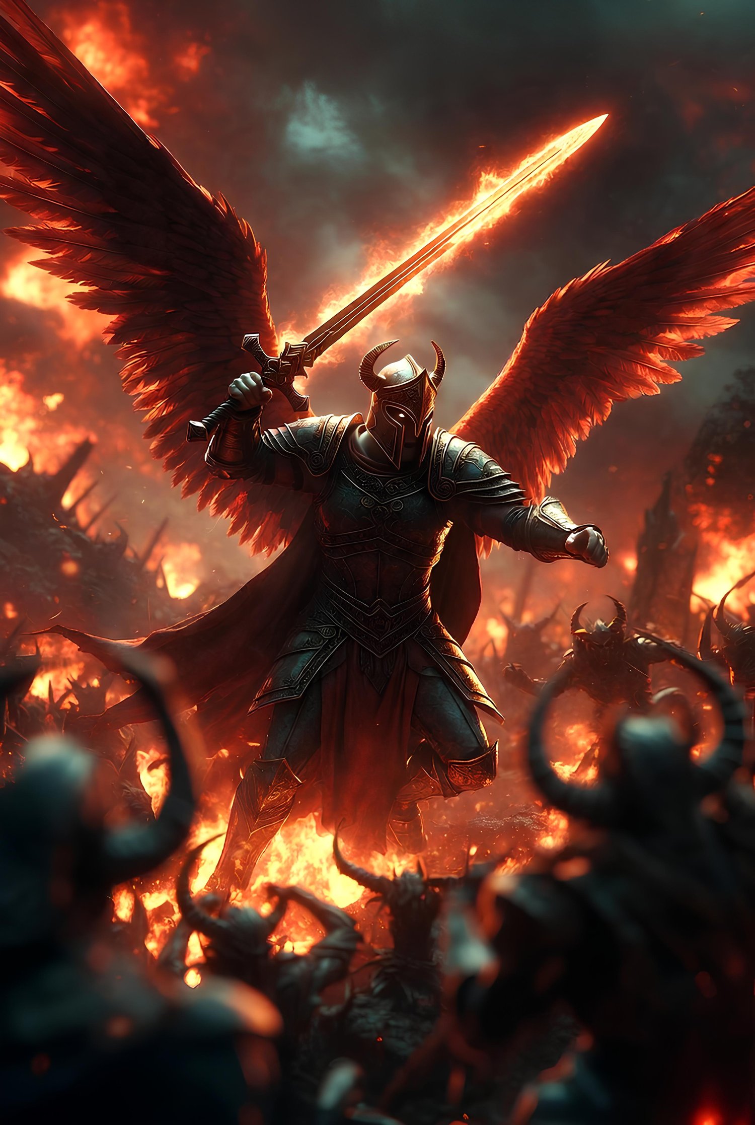 The forces of the heavens engaging against the forces of hell 11