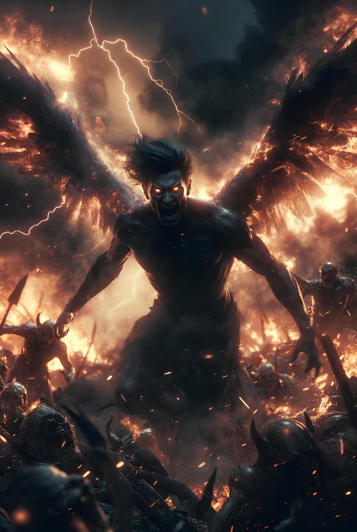 The forces of the heavens engaging against the forces of hell 16