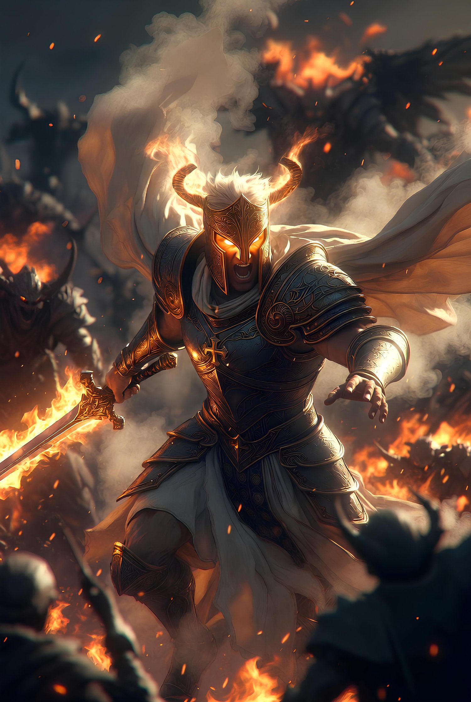 The forces of the heavens engaging against the forces of hell 12