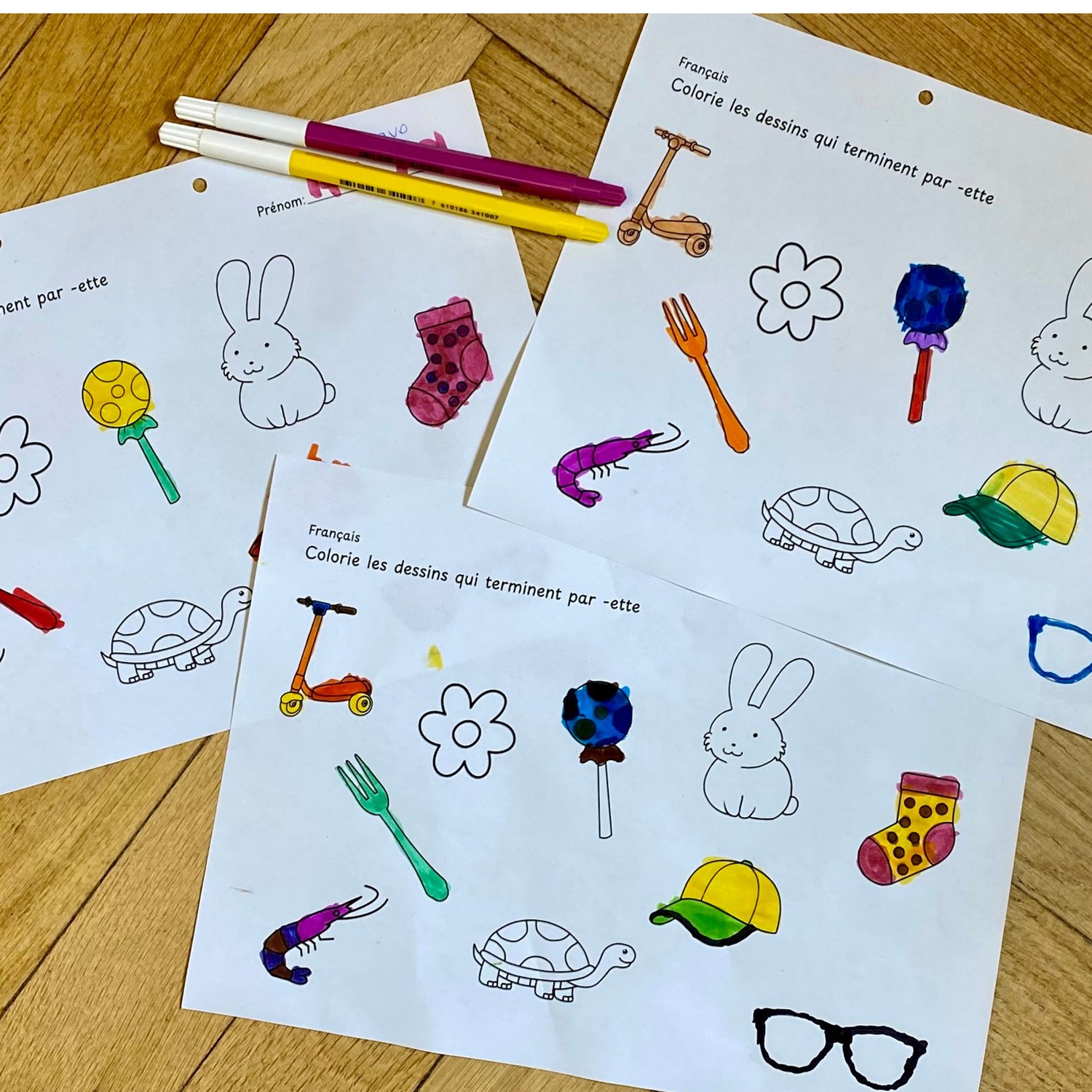 Fiches des sons on et ette