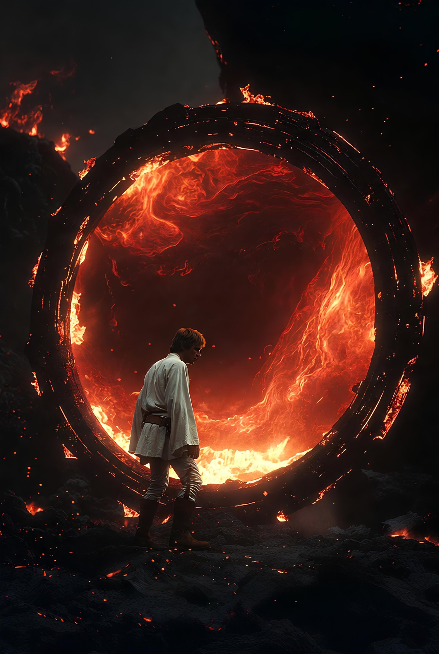Luke Skywalker entering through a hell portal 1