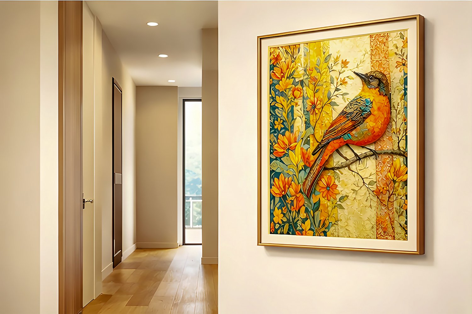 luxury wall art mockup mosaic bird artwork floral textile design autumn bird wall decor high resolution wall art 8k printable artwork luxury fabric design interior design mockup hotel lobby artwork modern hallway art floral curtain pattern designer home d