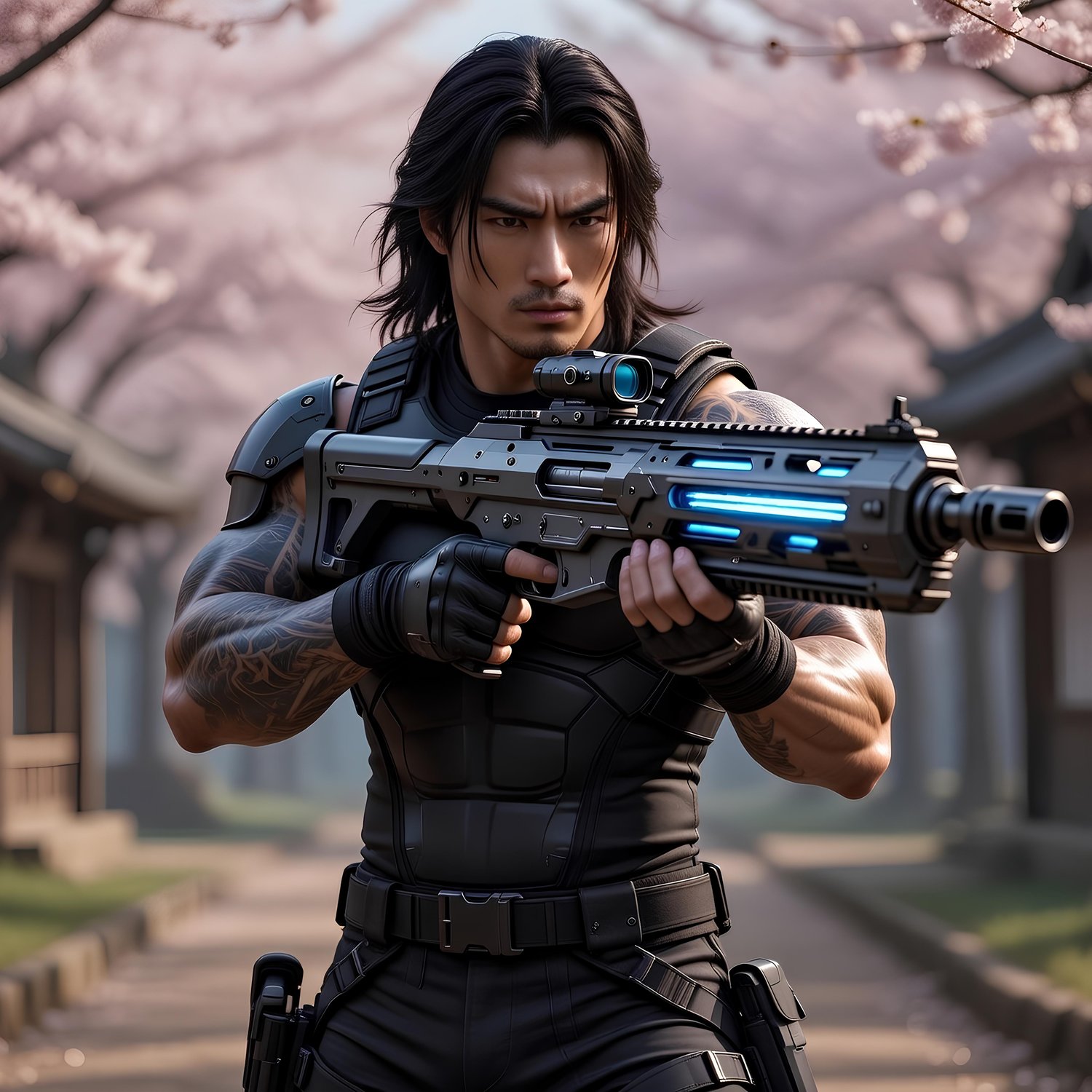 Japanese American former male ninja fighting against the forces of hell 4