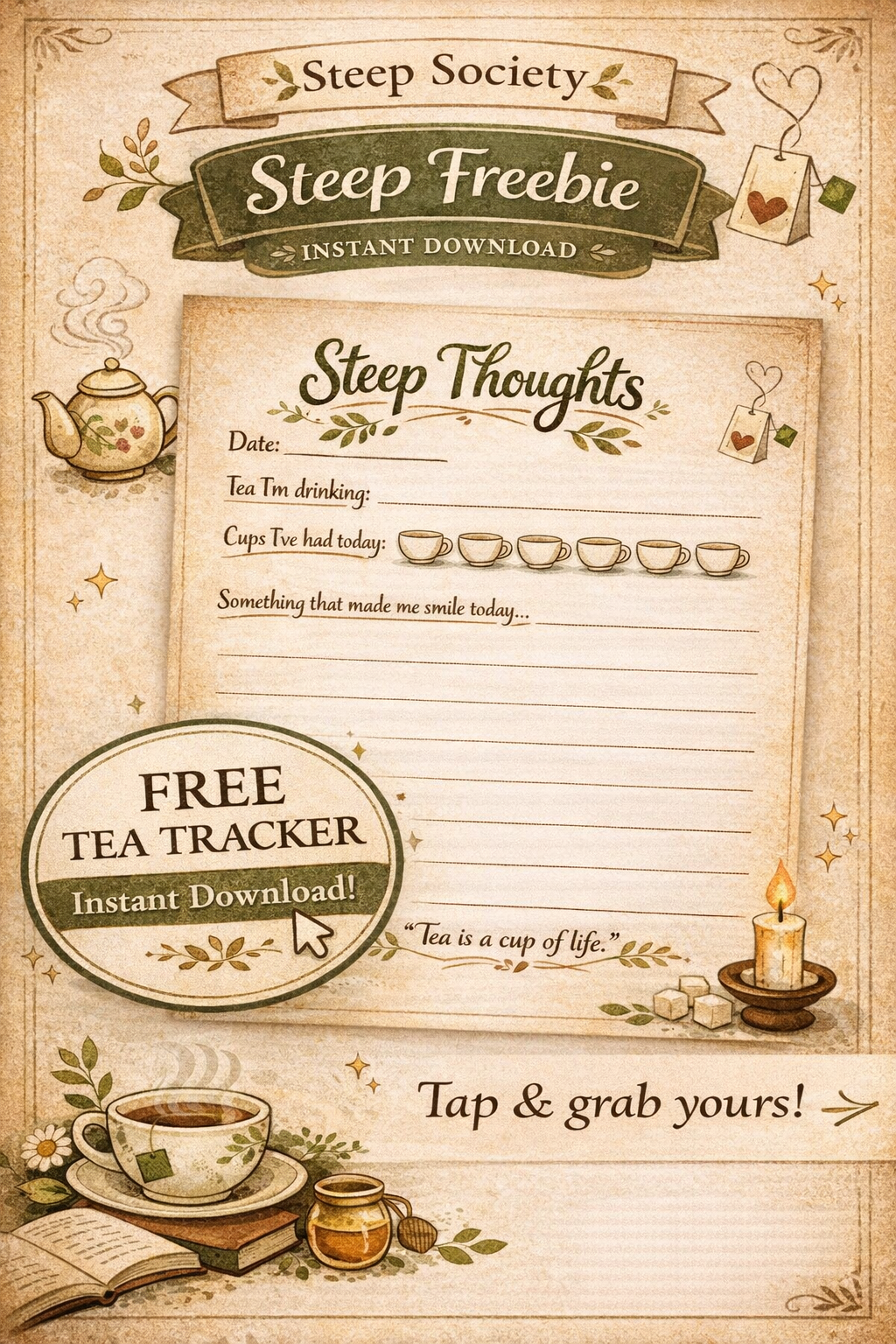 Steep Thoughts Tea Tracker and Journal Sheet
