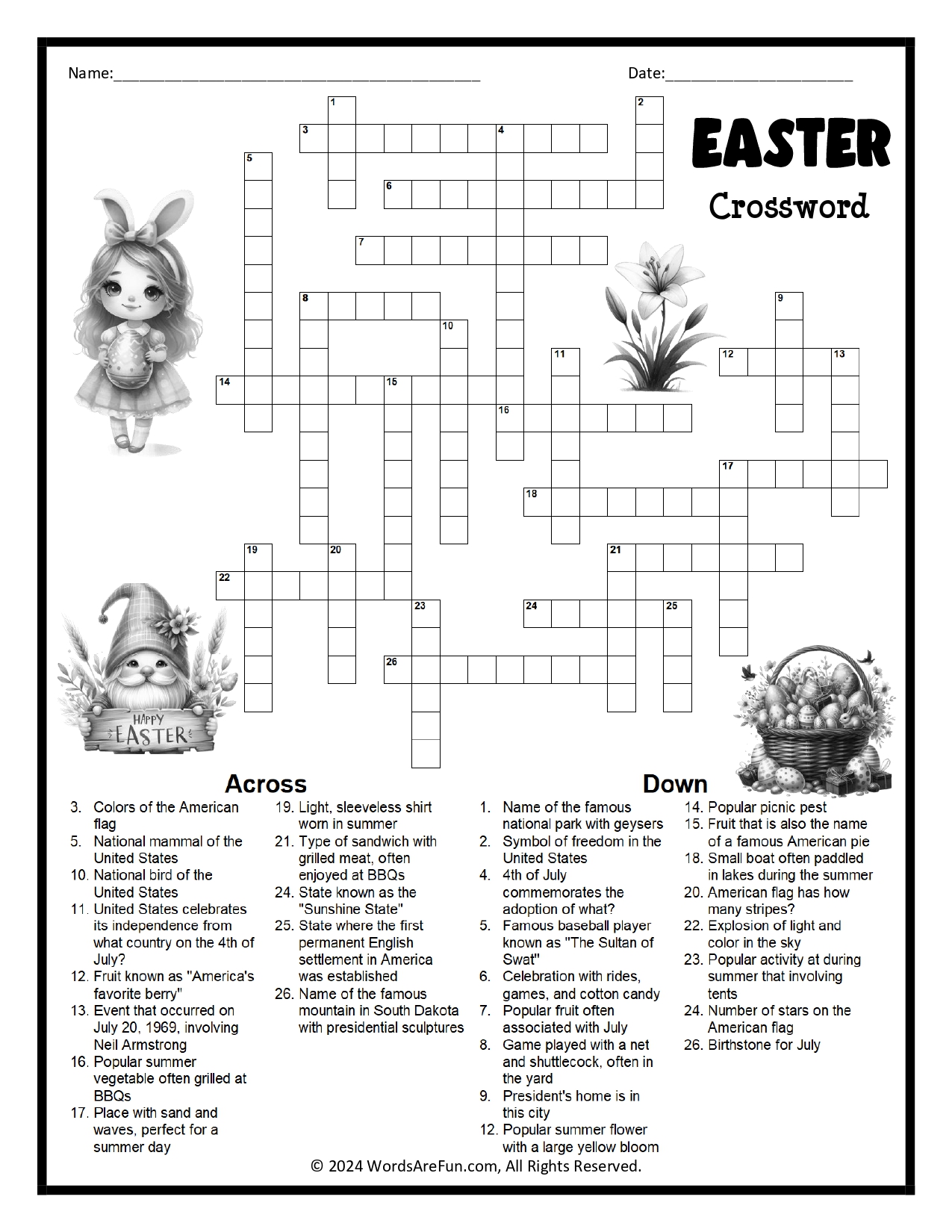 Easter Crossword Puzzle Printable PDF – Spring & Easter Classroom ...