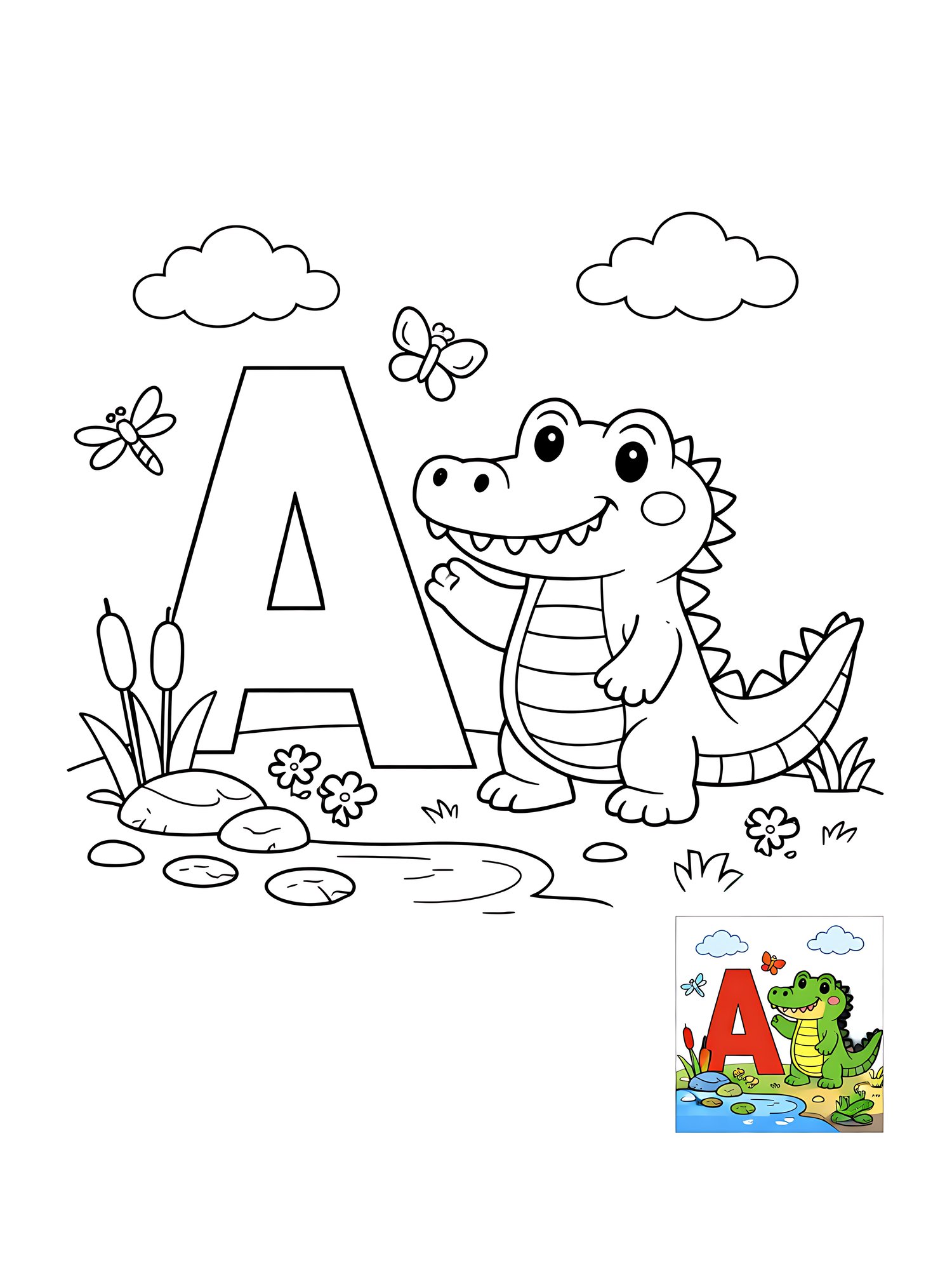 Learn letters & numbers while coloring! Perfect preschool activity, thick outlines, easy shapes, fun educational PDF for toddlers.