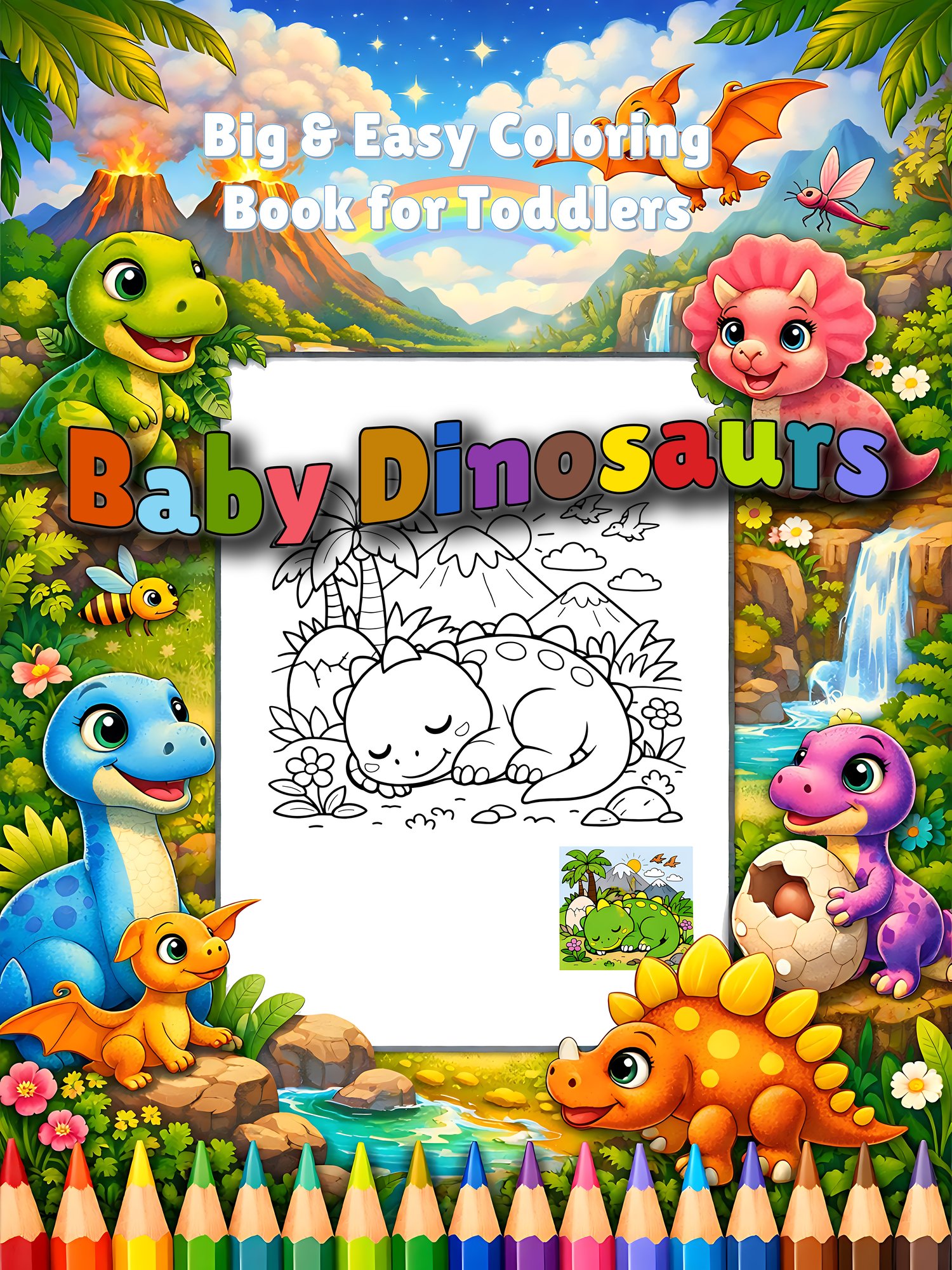 Baby dinosaurs coloring book for toddlers 2–4 🦕🎨. Big simple shapes, thick outlines, easy and fun coloring for preschool, home, and early learning.
