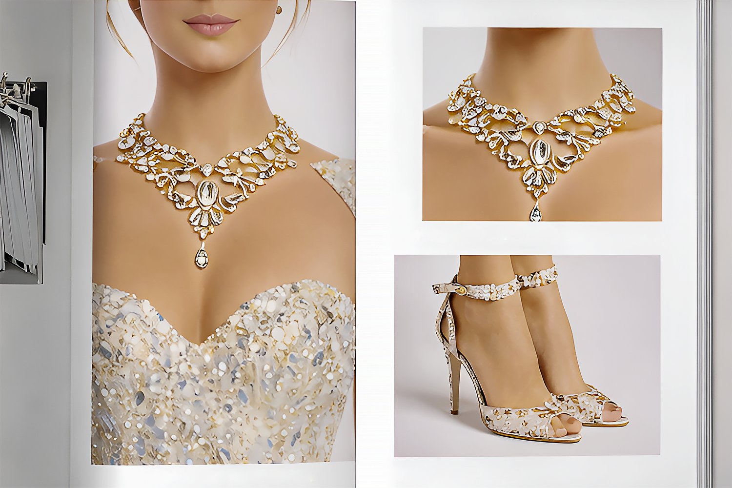 luxury fashion haute couture diamond dress couture gown editorial fashion high fashion photography luxury style inspiration bridal couture inspiration fashion photography 8k statement necklace style luxury evening shoes white gown inspiration fashion wall