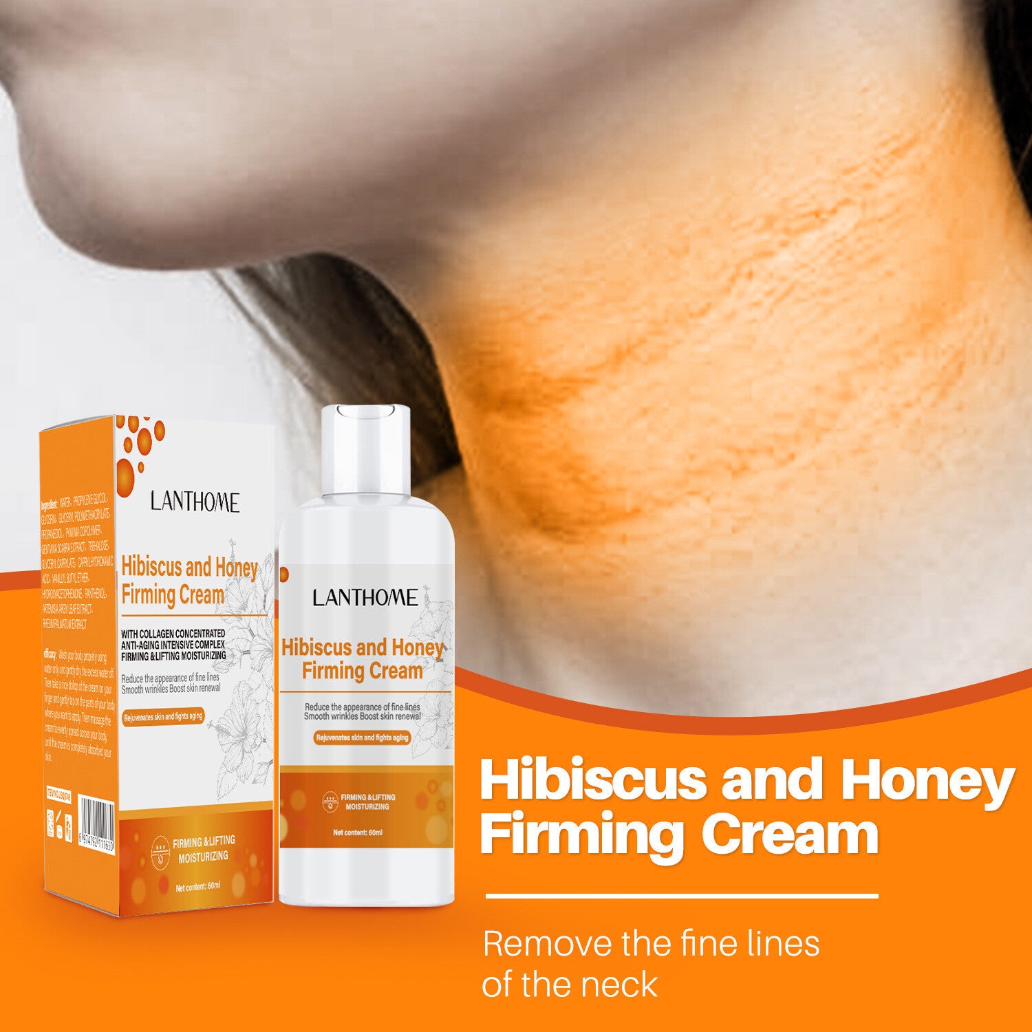 Firming neck cream with hibiscus and honey extract