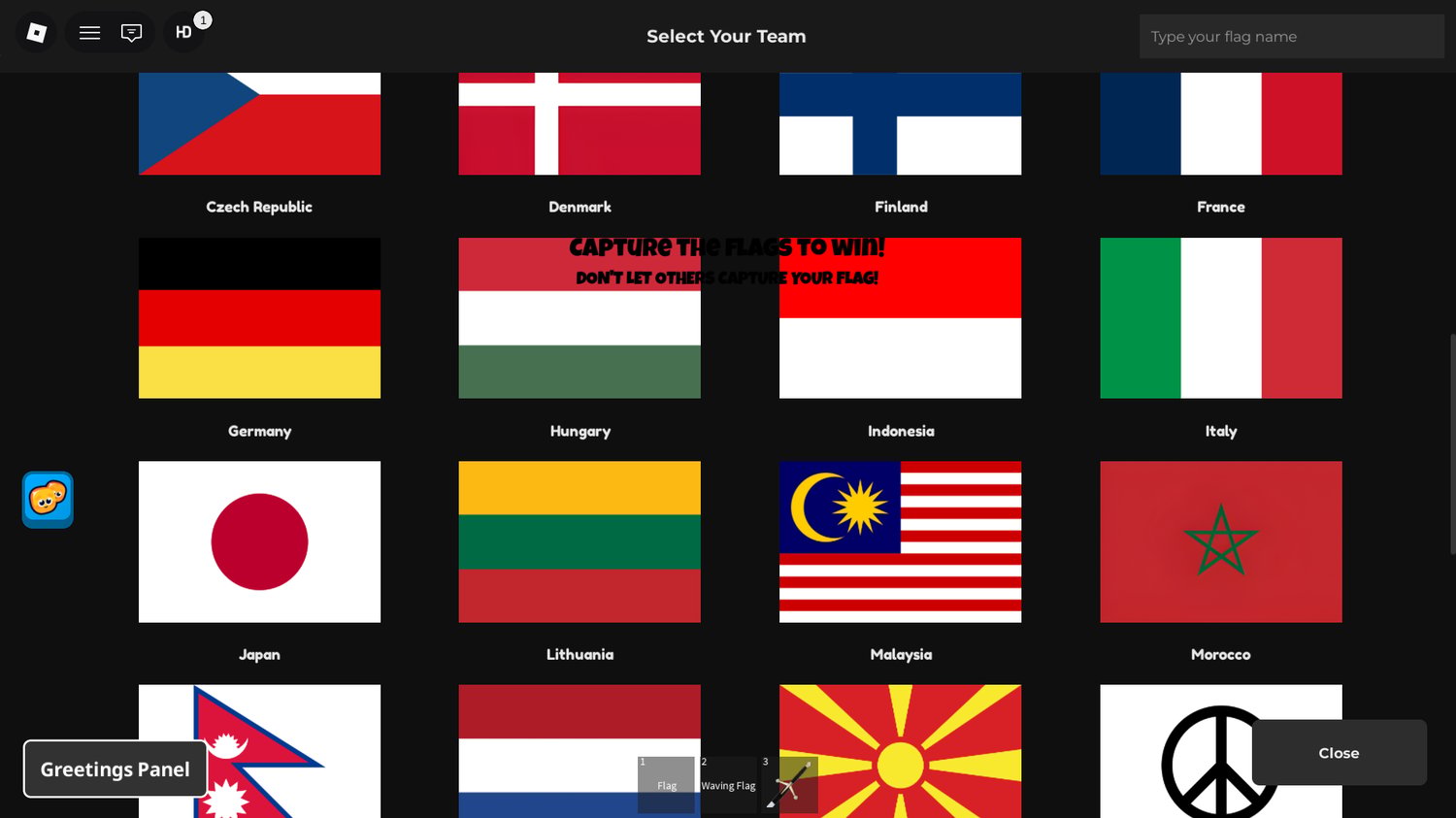 roblox capture the flag game with country flags