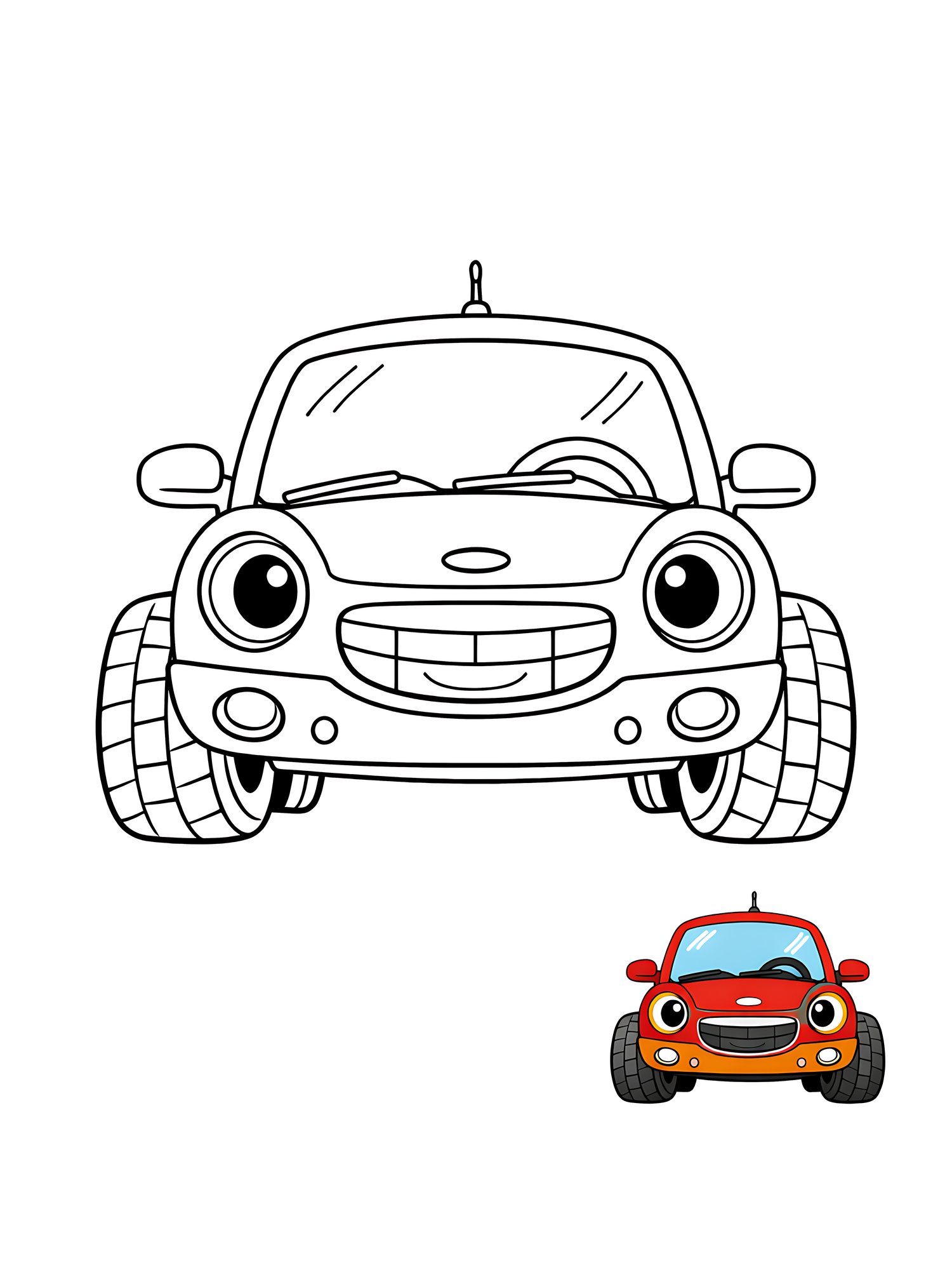 Toddler vehicle coloring pages – Big easy shapes, minimal details, bold outlines. Fun cars, construction trucks, buses and more. Great for ages 2–4.