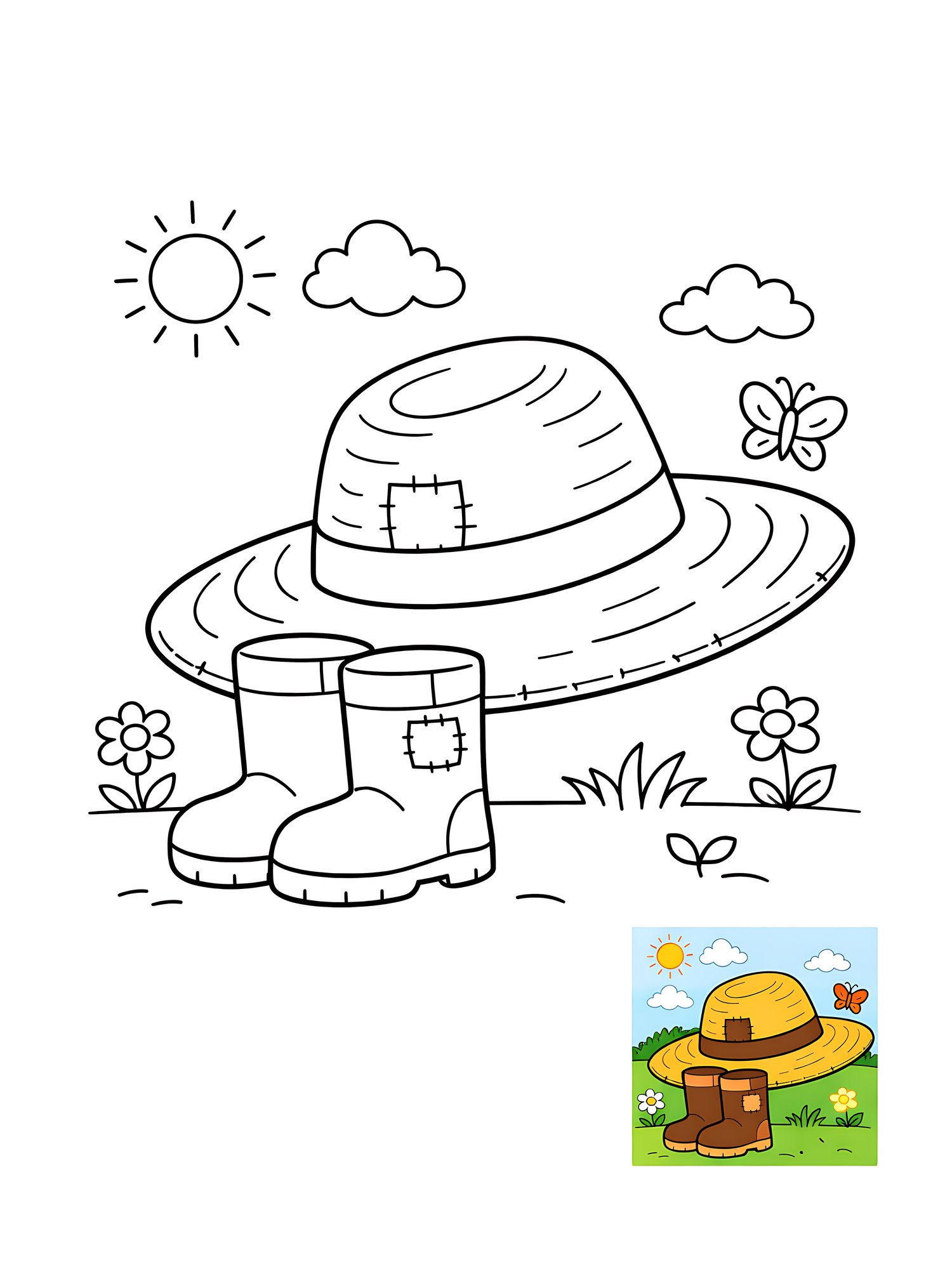 Toddler-friendly farm coloring – Big, simple shapes, thick outlines, and fun farm objects. Ideal for quiet time, preschool, or homeschool.