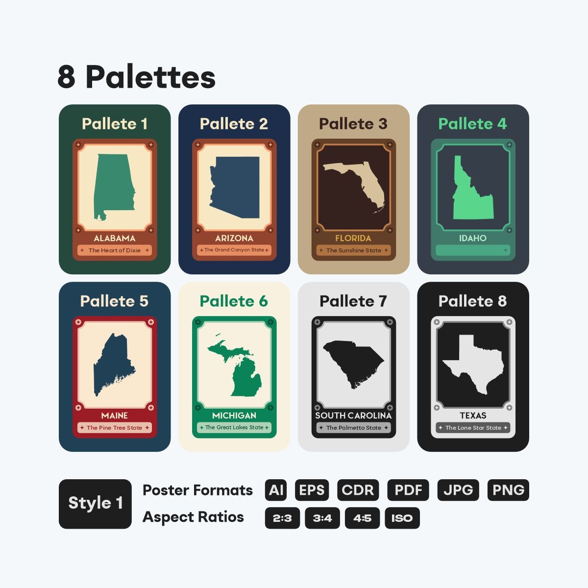 50 state maps poster printable classroom decor