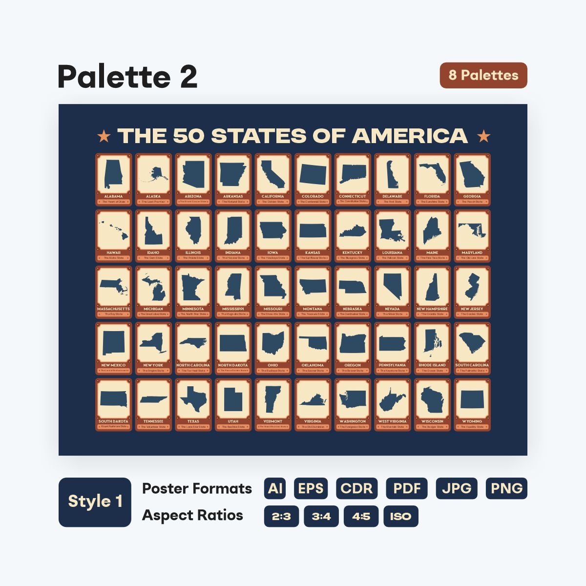 Homeschool US states learning poster