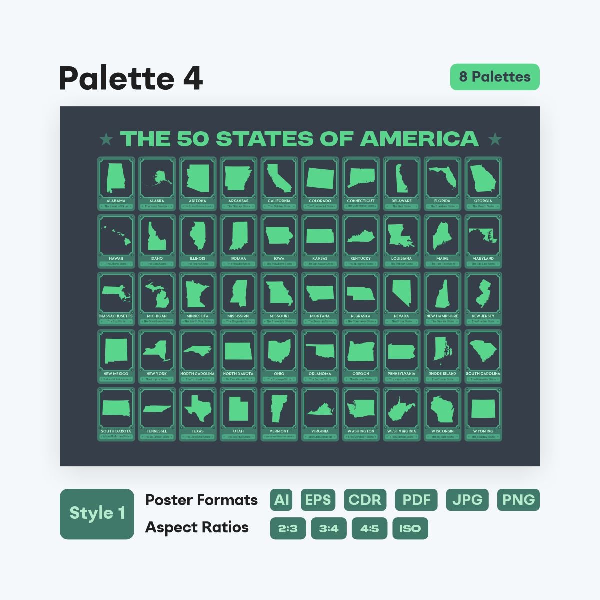 Geography classroom 50 states poster printable