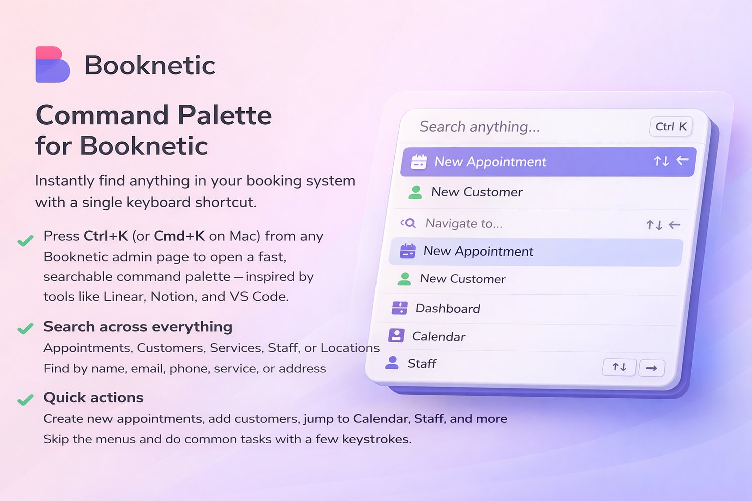 Booknetic Command Palette [SAAS COMPATIBLE] - Payhip