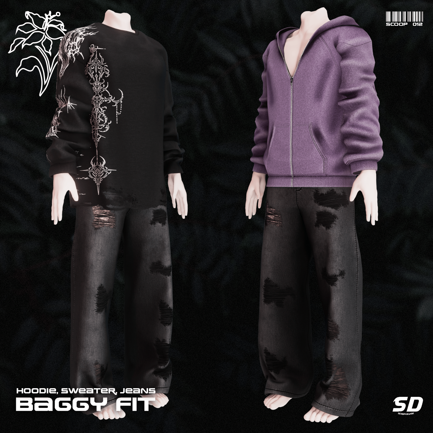 Baggy fit (Hoodie, sweater, Jeans)