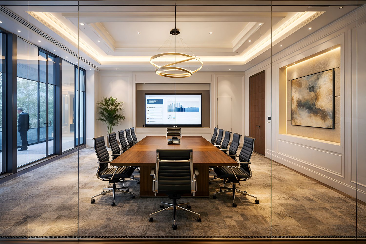 luxury office lounge, executive lounge interior, skyline office design, modern corporate interior, panoramic glass office, marble floor office, leather sofa office, high end workspace, architectural visualization, 8k interior render