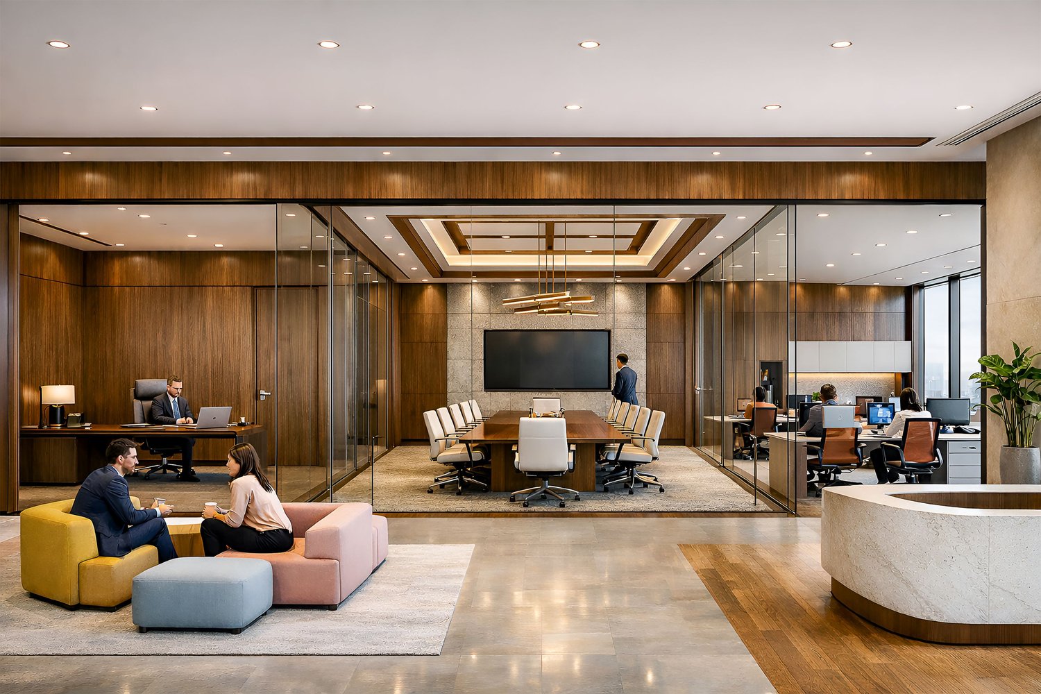 luxury office interior, executive boardroom design, glass meeting room, corporate office design, modern workspace interior, luxury commercial interior, walnut office design, marble feature wall, CEO office inspiration, high end office interior, architectu