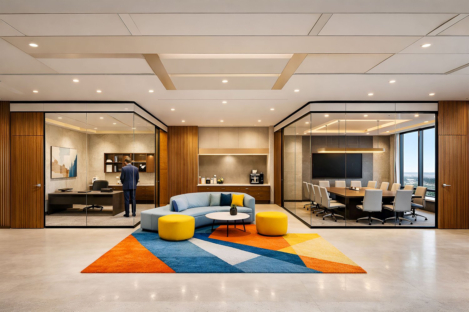 luxury office interior, executive boardroom design, glass meeting room, corporate office design, modern workspace interior, luxury commercial interior, walnut office design, marble feature wall, CEO office inspiration, high end office interior, architectu