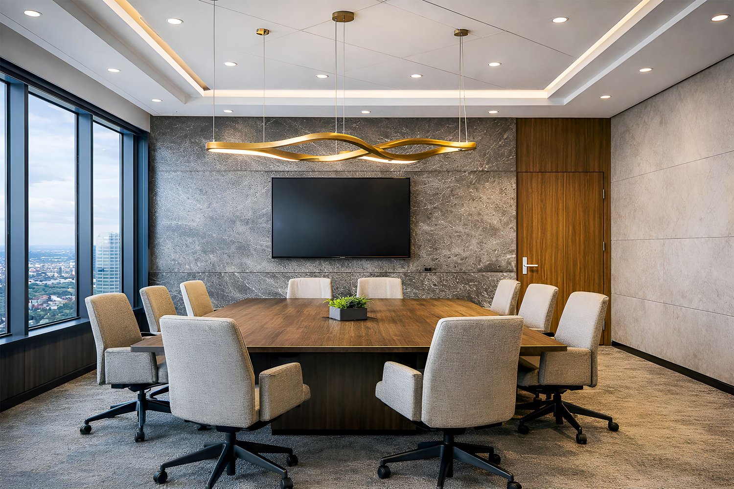 luxury office interior, executive boardroom design, glass meeting room, corporate office design, modern workspace interior, luxury commercial interior, walnut office design, marble feature wall, CEO office inspiration, high end office interior, architectu
